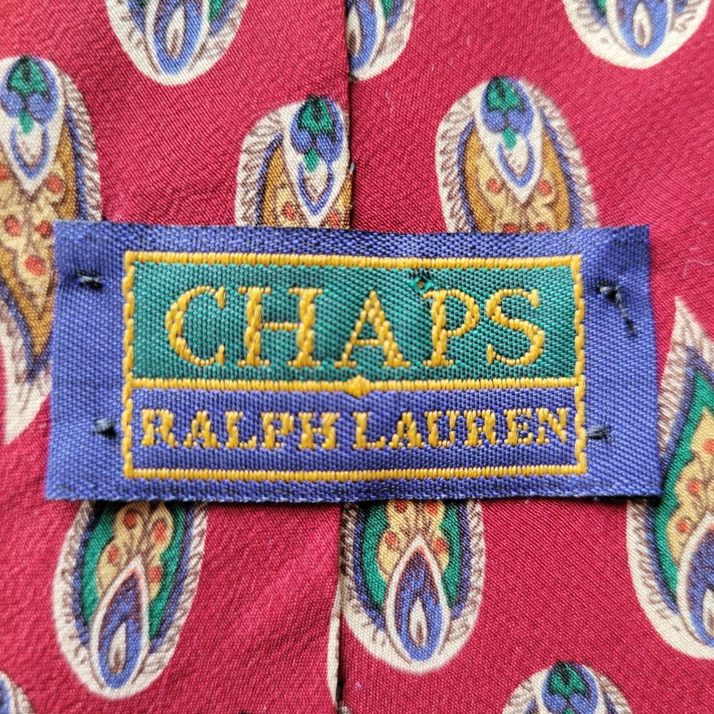 CHAPS Ralph Lauren Paisley Silk Necktie ~ USA ~ Retro Preppy Y2K Unisex ~ GUC